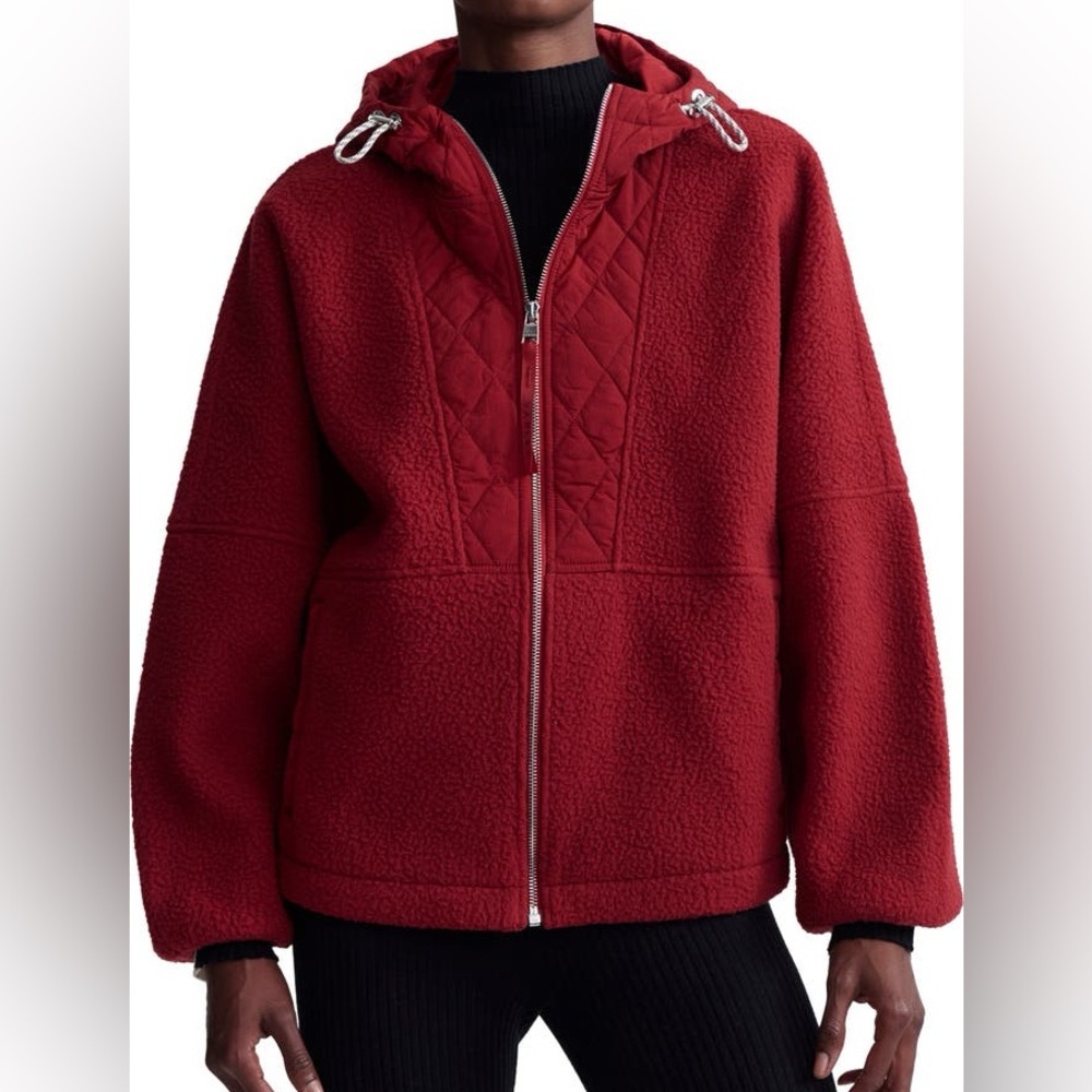 Varley Richfield Quilted Fleece Jacket in Red Dahlia - Large